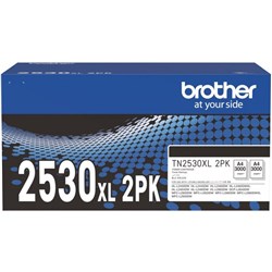 Brother TN2530XL2PK Black Laser Toner Cartridge Super High Yield, Pack of 2