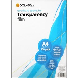 OfficeMax Overhead Projector Transparency Film A4, Pack of 100