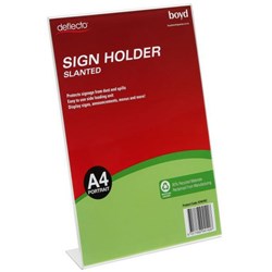 Deflecto L Shaped Slanted Sign Holder A4 Portrait Clear 80% Recycled