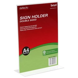 Deflecto T Shaped Sign Holder A4 Portrait Clear 80% Recycled