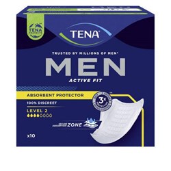 TENA Continence Liners Men Level 2, Carton of 4 Packs of 10