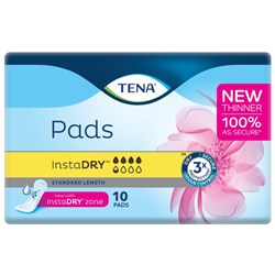TENA InstaDRY Continence Pads Women's Standard Length, Carton of 6 Packs of 10