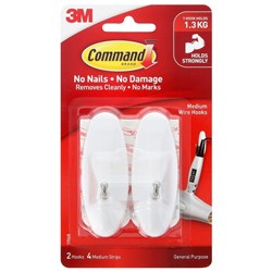 Command™ Wire Hooks 17068 Medium White, Pack of 2
