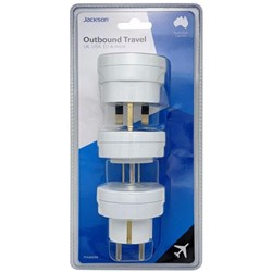 Jackson Slim Outbound Travel Adapter NZ/AU to USA/UK/Europe Plug, Pack of 3