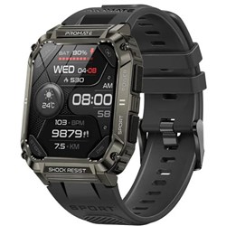 Promate IP67 Smart Watch Shock-Resistant with Fitness Tracker Black