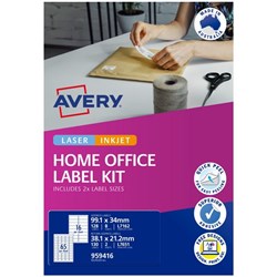 Avery Home Office Address Label Kit L7162 16 Per Sheet 8 Sheets & L7651 65 Per Sheet 2 Sheets