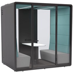 Haven Team+ Office Pod 2275x2300mm Black/Clear Glass