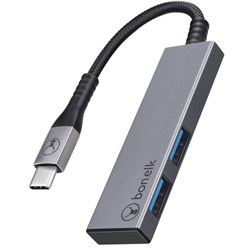 Bonelk Long-Life USB-C to 2 Port USB-A 3.0 Slim Hub Space Grey
