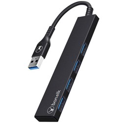 Bonelk Long-Life USB-A to 4 Port USB-A 3.0 Slim Hub Black