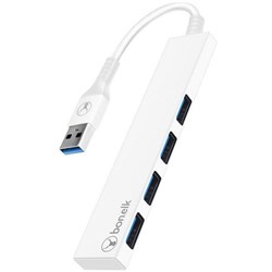 Bonelk Long-Life USB-A to 4 Port USB-A 3.0 Slim Hub White