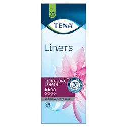 TENA Liners Extra Long Length, Carton of 6 Packs of 24 
