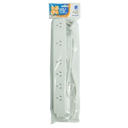 Jackson 6-Way Powerboard Surge Protected 4 Regular & 2 Double Spaced Sockets