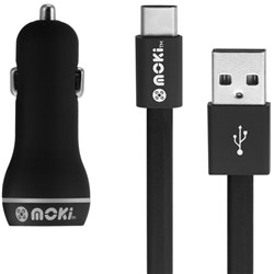 Moki Type-C to USB-A SynCharge Cable + Car Charger
