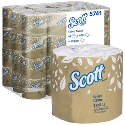 Scott 5741 Toilet Tissue Wrapped 2 Ply, Carton of 48 Rolls