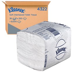 Kleenex 4322 Soft Interleaved Toilet Tissue 2 Ply, Carton of 36 Packs