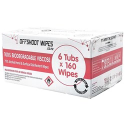 Offshoot 75% Alcohol Hand & Surface Disinfectant Wet Wipes, Carton of 6