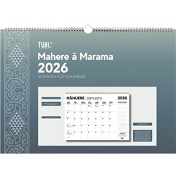 Tuhi Wall Calendar Month To View A2 2026 Bilingual English/Maori