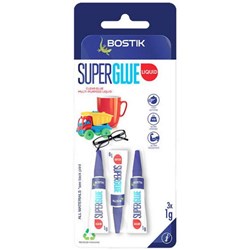 Bostik Superglue Liquid 1g Clear, Pack of 3
