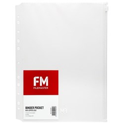 FM Vivid A4 Binder Pocket with Zipper Lock Clear