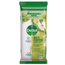 Dettol Multipurpose Disinfectant Wipes Crisp Apple, Pack of 110