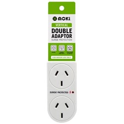 Moki Angled Double Adapter with Vertical and Surge Protection White