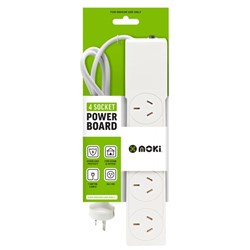Moki 4 Socket Powerboard White