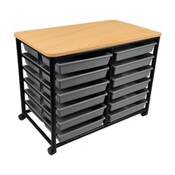 SitRite Double Bay Tote Trolley 940x550mm Maple/Black