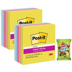 Post-it®Notes 654-5SSNE Super Sticky 76x76mm Summer Joy, 2 Packs of 5