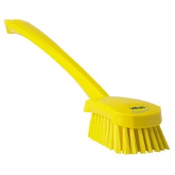 Vikan Churn Long Handled Stiff Bristle Brush 415mm Yellow