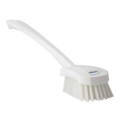 Vikan Churn Long Handled Stiff Bristle Brush 415mm White
