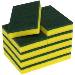 Filta Sponge Scour Pad 150x100mm Yellow/Green, Pack of 10