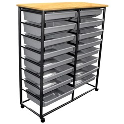 SitRite Desk Tote Trolley 1200x465x1325mm Maple/Black