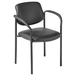 Eden Pause Visitor Stacking Chair with Arms Standard Vinyl/Black