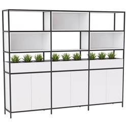 Kubix Triple Storage Shelving Unit 2500x400x2000mm White/Black
