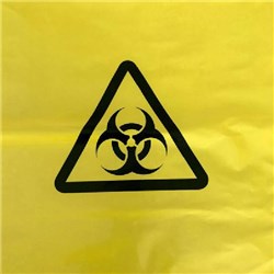 Biohazard Bags Yellow 320x250x880mm 50 Micron, Carton of 25 Packs of 20