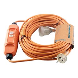 Pacvac 3 Core Extension Lead with Hard-Wired Inline RCD 20m