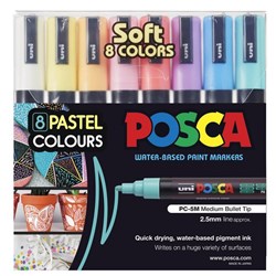 Uni Posca Paint Markers Pastel Colours, Pack of 8