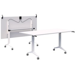 Fiord Flip Table with Connectors 1600x800mm Snow Velvet/White