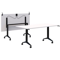 Fiord Flip Table with Connectors 1800x900mm Snow Velvet/Black