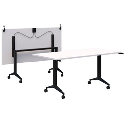 Fiord Flip Table with Connectors 1500x750mm Snow Velvet/Black