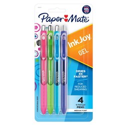 Paper Mate InkJoy Gel Pens 0.7mm Medium Tip Fashion Assorted, Pack of 4