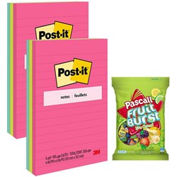 Post-it® Notes 660 Lined 98x149mm Poptimistic, 2 Packs of 3