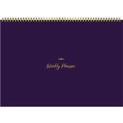 Collins A4 Designer Desk Pad Undated Week to View Purple Check