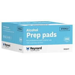 Reynard 70% Isopropyl Alcohol Prep Pads, Box of 200