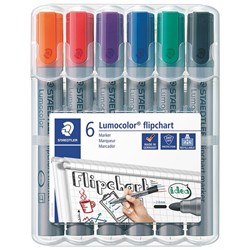 Staedtler Lumocolor 356 Assorted Colours Flipchart Markers Bullet Tip, Pack of 6