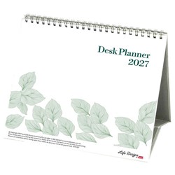 Sasco Life Design Tri-Fold Desk Calendar 220x190mm 2027 Willow The Haven
