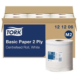 Tork M2 Universal Centrefeed Wipers 2 Ply 121206 200mm x 160m, Carton of 6 Rolls