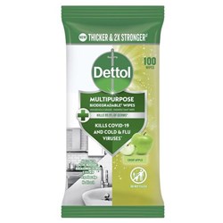 Dettol Multipurpose Biodegradable Wipes Crisp Apple, Pack of 100