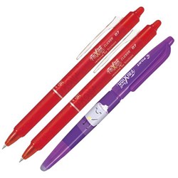 Pilot Frixion Red Clicker Erasable Rollerball Gel Pen 0.7mm Fine Tip, Set of 2