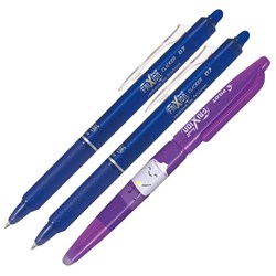 Pilot Frixion Blue Clicker Erasable Rollerball Gel Pen 0.7mm Fine Tip, Set of 2